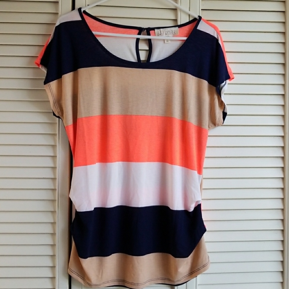 🍬 Scoop neck striped top Large